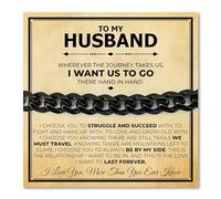 Love You This Much To My Husband Classic Steel Bracelet | Bracelets for Husband | Gift for Husband | Best Gift for Husband Birthday | Unique Husband Gifts, 8" inches with 1" extender, Stainless Steel