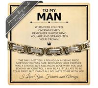 Love You This Much To My Man Straighten Your Crown Gift for Him | Men's 5mm Twist Steel Bracelet | 8" + 1" Extender | I Love You Gifts for Him | Luxury Gift Box & Card, 8" + 1" Adjustable, Stainless