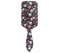 Love You To Death Skull & Pink Heart friendly long hair brush Designed scalp massage for wet hair with Ergonomic handle cepillo para cabello de mujer