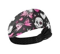 Love You To Death Skull & Pink Heart Non-Slip headband for women fashion Stretchy wide head bands for women's hair for Yoga Yoga Football cintillos de pelo para mujeres