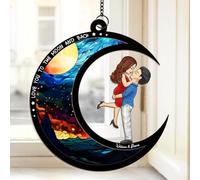 Love You to The Moon and Back, Custom Acrylic Suncatchers for Windows Hanging, Anniversary Birthday Gifts for Wife Husband, Couple Gifts for Him Her, Wedding Gift for Couples 2025