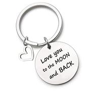 Love You to the Moon and Back Key Chain Inspirational Lovers Couple Husband Wife Mum Key Chain Pendant Gift Birthday Gift Personalized Gift for Boyfriend Girlfriend Daughter Son