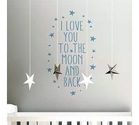 Love You to The Moon and Back Nursery Stencil | Home Decor Painting Stencil for Nursery Walls, Fabrics, Furniture | Made from Reusable & Washable Mylar Plastic (XS/ 10X18CM)