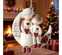 Love You to The Moon and Back, Personalized Acrylic Ornament Personalized Grandma Grandkid Ornament, Grandma and Grandchild Moon Love, For Grand-ma Woman
