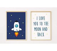 Love You to The Moon and Back Set of 2 A4 Poster Prints PO281