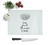 Love You to The Moon and Back Typography - Textured Chopping Board - Worktop Saver - Cutting Board - Heat Resistant, Shatterproof and Hygenic - 39 x 28.5 cm