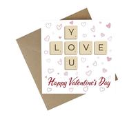 Love You Valentines Day Card - Eco-Friendly Recycled Card Plastic Free Greetings Card - Scrabble Love Hearts