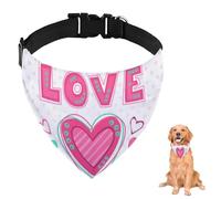 Love You Valentines Dog Bandana with Adjustable Strap D Ring Dog Neckerchief Pet Bibs Triangle Bandana for Dogs Clothing& Accessories for Dogs Puppy Cats Decor Machine Washable
