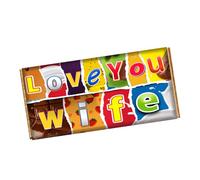 Love You Wife Chocolate Bar Wrapper Novelty Gift Present For Lover Partner On Valentines Birthday Xmas CH-9704 (with chocolate bar (100g))