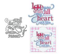 Love You with All My Heart Die Cuts for Card Making Valentine Day Metal Cutting Dies Sets for DIY Handmade Scrapbooking Paper Crafting Festivals Album Party Wedding Decorative Supplies