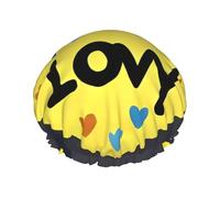 Love you with all my heart One Size Shower cap with double layer waterproof fabric, suitable for bathing and skin care