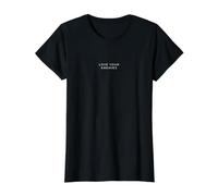 Love Your Enemies Minimalist Christian Value Graphic T-Shirt, Women, Black, S