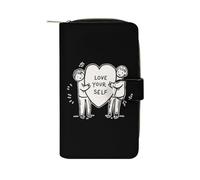 Love Your Self Long Purses for Women Leather Card Holder Mens Wallet Coin Purse