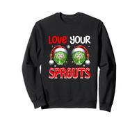 Love Your Sprouts Christmas Two Santa Brussel Sprouts Adult Sweatshirt