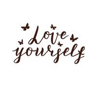Love Yourself Lettering Quote self Care Single Word Modern Calligraphy Love Yourself Care Wall Decals PVC 54.4x96.2cm Glass Stickers Coffee