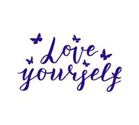 Love Yourself Lettering Quote self Care Single Word Modern Calligraphy Love Yourself Care Wall Stickers Paster Paper 34x60.1cm Do not Damage The Wall Surface DarkBlue