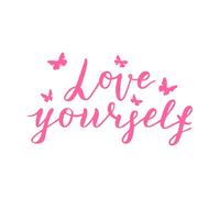 Love Yourself Lettering Quote self Care Single Word Modern Calligraphy Love Yourself Care Wall Stickers Paster Paper 47.6x84.1cm Multi Color Selection Pink