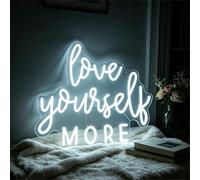 Love Yourself More Neon Sign LED Neon Light For Wall Decor Dimmable USB Powered Neon Lights Signs for Bedroom Home Living Room Wedding Birthday Engagement 15.7”X15.7”