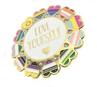 Love Yourself Pride Flags LGBT Aces Gay Lesbian Pan Bi Non Binary Pronouns Heart Equality Inclusiveness Acceptance Metal Pin Badge