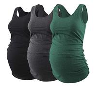 Love2Mi Maternity Top, Maternity Top, Maternity Top, Maternity Shirt, Pack of 3, Black, dark grey, dark green, XXL