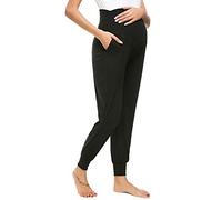 Love2Mi Maternity Women's Casual Pants Stretchy Comfortable Lounge Jogging Trousers Black