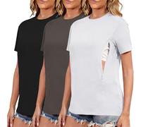 Love2Mi Set of 3/4 Nursing Shirts with Hidden Zip Breastfeeding Opening Short Maternity Top Breastfeeding T-Shirt for Pregnant Women