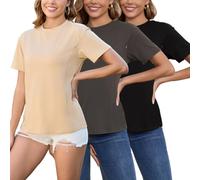 Love2Mi Set of 3 Nursing Shirts with Hidden Zip Breastfeeding Opening Short Maternity Top Breastfeeding T-Shirt for Pregnant Women, Yellow/Anthracite/Black, M
