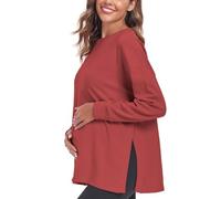 Love2Mi Women’s Maternity Tops Long Sleeve Loose Fit Maternity T-Shirt Split Side Breastfeeding Top Maternity Clothing