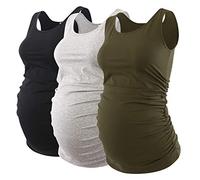 Love2Mi Women's 3 x maternity top, fashion, pregnancy Shirt, Black + Grey + Army Green, XL