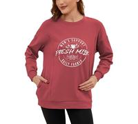 Love2Mi Women's Long-Sleeved Nursing Shirt Casual Invisible Zip Sweatshirt for Breastfeeding Maternity Wear with Pocket, Red wood, XL