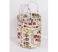 Love2Sleep Small Nursery Nappy Toys Storage Round Basket Bag - Owls