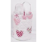 Love2Sleep Small Nursery Nappy Toys Storage Round Basket Bag - Pink Hearts