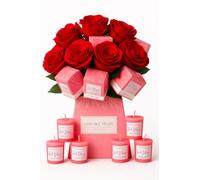 LoveableTreats Candle Bouquet | Luxury presents for Mum | Gifts for Ladies | Gifts for Birthday | Anniversary | Birthday Present (Red)