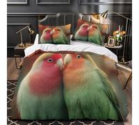 Lovebirds cuddling 3D Printing Duvet Cover 3-Piece Ultra-Soft Microfiber Durable Nature wildlife photography Comforter Cover 2 Pillowcases Hidden Zipper Machine Washable Kids Teens Double（200x200cm）