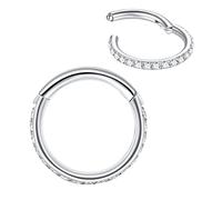 LOVEBODYJEWELRY 316L Surgical Steel Seamless Nose Ring Cartilage Hoop Silver/Gold/Rose Gold/Black 16G 18G 20G 6mm-12mm CZ Paved Helix Rook Tragus Lobe Body Pierecing Jewelry Segment Clicker Lip Rings