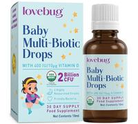 Lovebug Award Winning USDA Organic Multi Biotics for Infants & Babies | Multi-Strain 5 Billion CFU | Liquid Drops| with Added Vitamin D| | Ages 0-24 Months