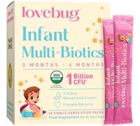 Lovebug Baby Probiotic Powder - 1 Billion CFU Multi-Strain Formula with Prebiotic - Friendly Bio Cultures for Newborns, Babies and Infants (0-6 Months) - 30 Sugar Free & Unflavoured Sachet Pack