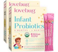 Lovebug Infant Multi-Biotics for Newborn Infants and Babies 0-6 Months - Organic, Sugar-Free, Tasteless Powder, 60 Pack