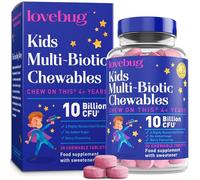 Lovebug Kids Probiotic Chewables - 10 Billion CFU with Prebiotics - Friendly Bio Cultures for Children & Toddlers (Age 4+) - 30 Chewable Berry Flavour Tablets - Gentle Support for Childrens Gut Health