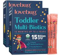 Lovebug Kids Probiotic Powder - 15 Billion CFU Multi-Strain Formula - Friendly Bio Cultures to Support Gut Health for Children & Toddlers Aged (12 Months to 4 Years) - 60 Unflavoured Sachet Pack