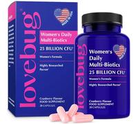 Lovebug Women’s Probiotics with Cranberry (Pancran®) - 25 Billion CFU Multi-Strain Formula - Friendly Bio Cultures for Womens Intimate Flora - 28 Capsules