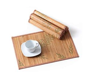 LOVECASA, Bamboo Placemat 6 Pcs, Washable Placemats, Non-Slip, Heat Resistant Table Mat