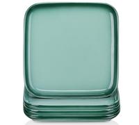 LOVECASA Dessert Plates 18 cm Square Set of 4, Stoneware Modern Style,200 ML / 7 OZ, Dark Green