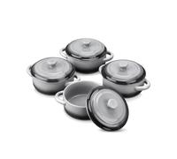 LOVECASA Mini Cocotte Set of 4, 12 oz Ceramic French Onion Soup Bowls with Lids and Handles, Oven Safe Small Soup Tureens Ramekins for Stew, Soup, Baked Dishes