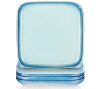 LOVECASA Stoneware Dessert Salad Plates Set of 4, 7.4 Inch Dinner Appetizer Plates, Flat Dishes Dishwasher & Microwave Safe, 200 ML / 7 OZ, Sky Blue