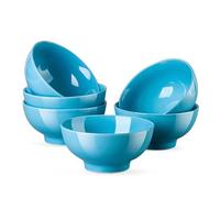 LOVECASA Sweet Series 6-Piece Cereal Bowl Set Porcelain Bowls 15.5 cm 660 ml Round Bowl Dishwasher Safe Navy Blue