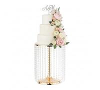 LoveCat 12in Dia Crystal Pendant Cake Stand, Gold Dessert Table Display Set, Can Hold Thick Cakes, Wedding Party Dessert Cake and Cupcake Decoration