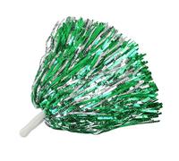 Lovecheer 24PCS Metallic Green and Silver Pom Poms Cheerleading with Handle Cheer for Hockey Basketball Football Team Spirits Sport Event Dance Christmas Party