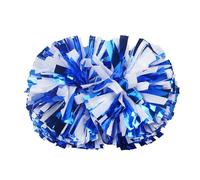 Lovecheer 2PCS Blue and White Pom Poms Cheerleading Professional Cheer Pom Poms with Baton Handle Sports Spirited for Adults Performance Party Dance Cheering