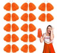 Lovecheer Plastic Orange 24PCS Cheerleading Pom Poms with Handle - Premium Material, Easy to Hold, Widely Use for Sports Spirited Dance Party Performance